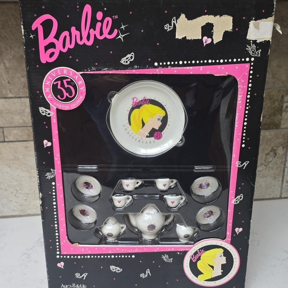 Vintage 35th Anniversary Barbie Miniature Nostalgic 12pc China Tea Set 1994 New